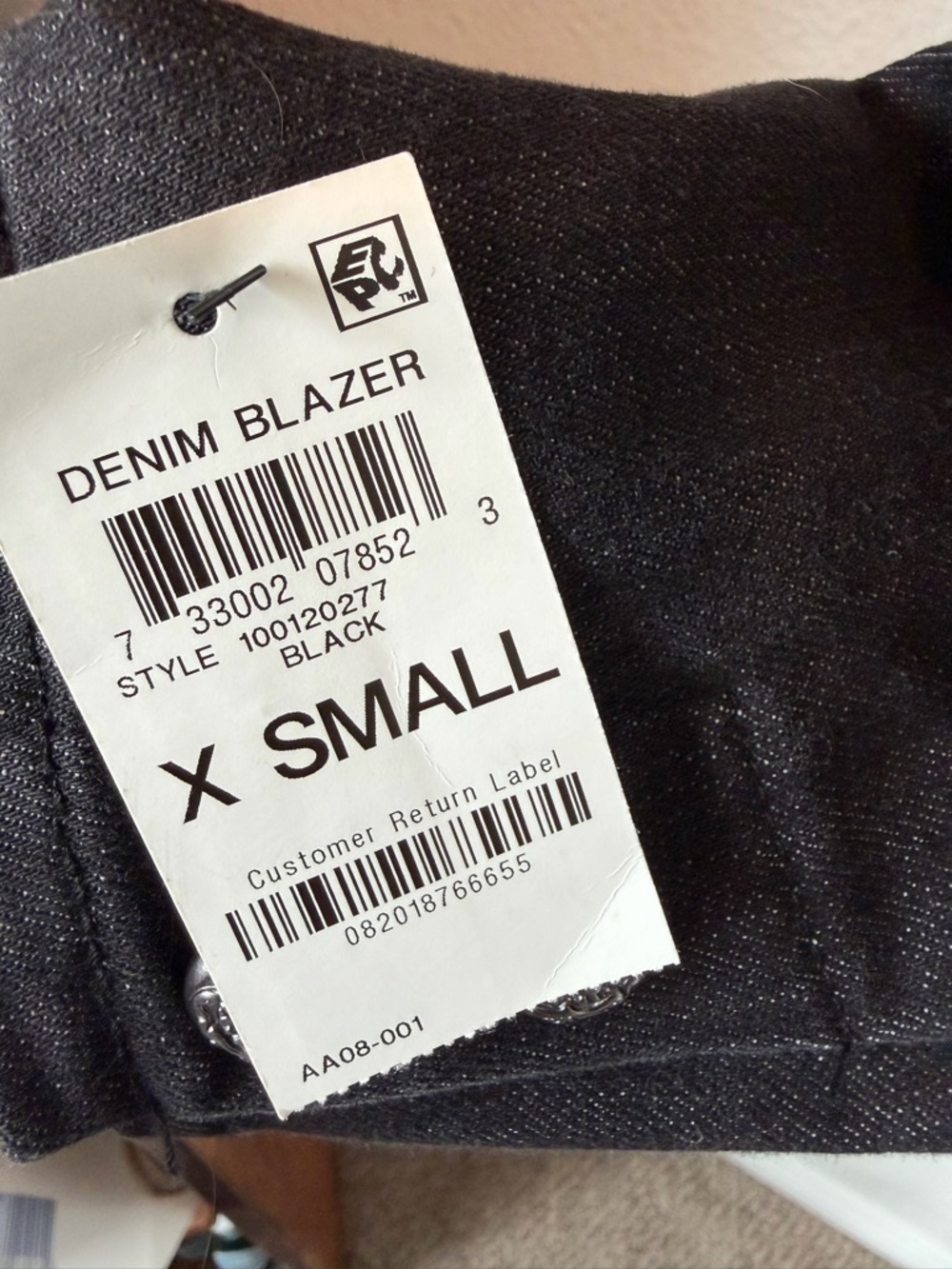 INC Black Cropped Denim Blazer-Size XS-NWT - Picture 8 of 9
